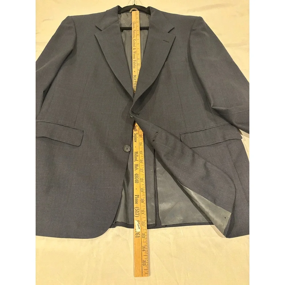 Stafford Executive Navy Blue Wool Blazer Mens 44R Sport Coat Academic Preppy